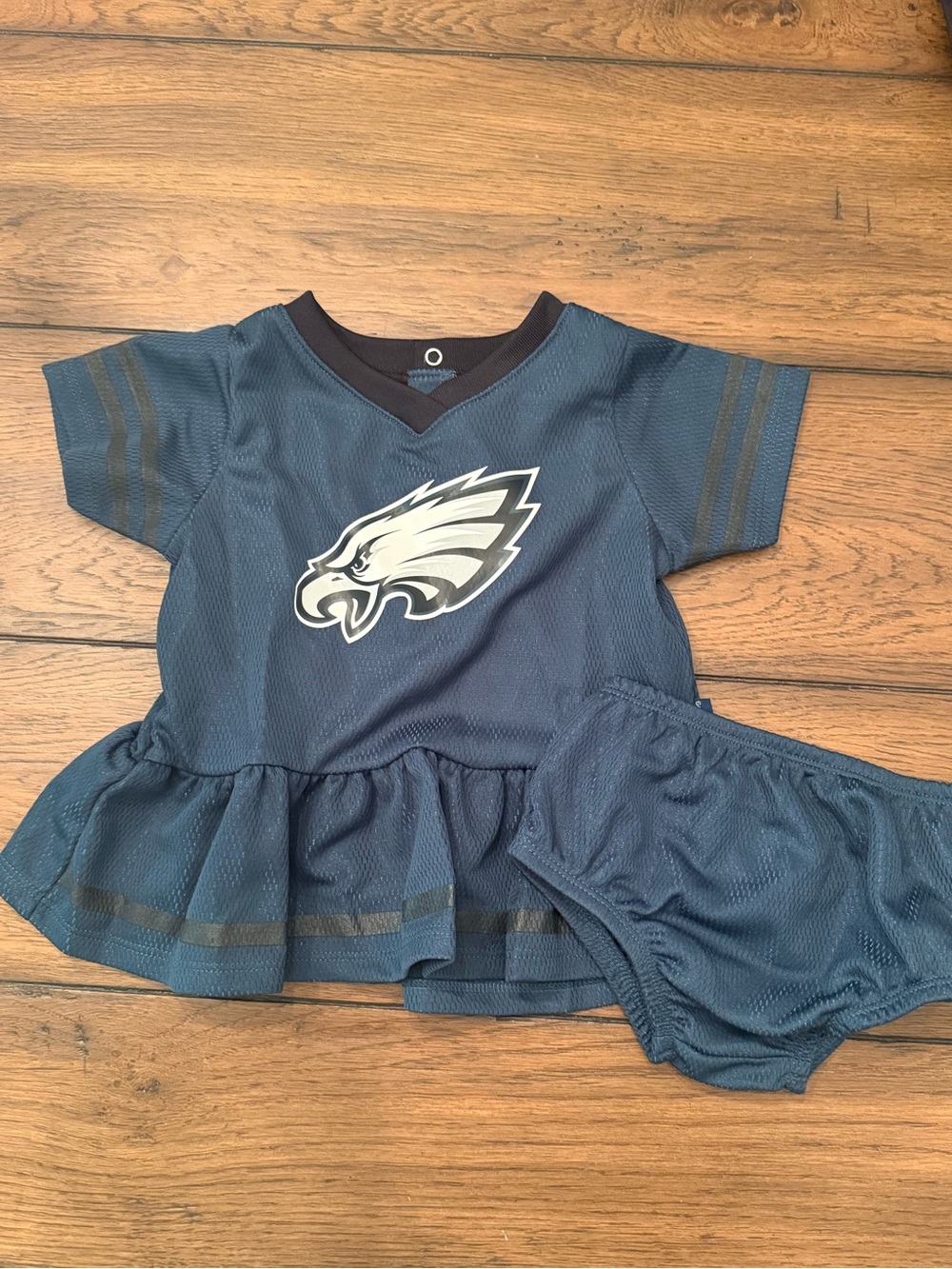 2-Piece Baby Girls Philadelphia Eagles Dress & Diaper Cover Set